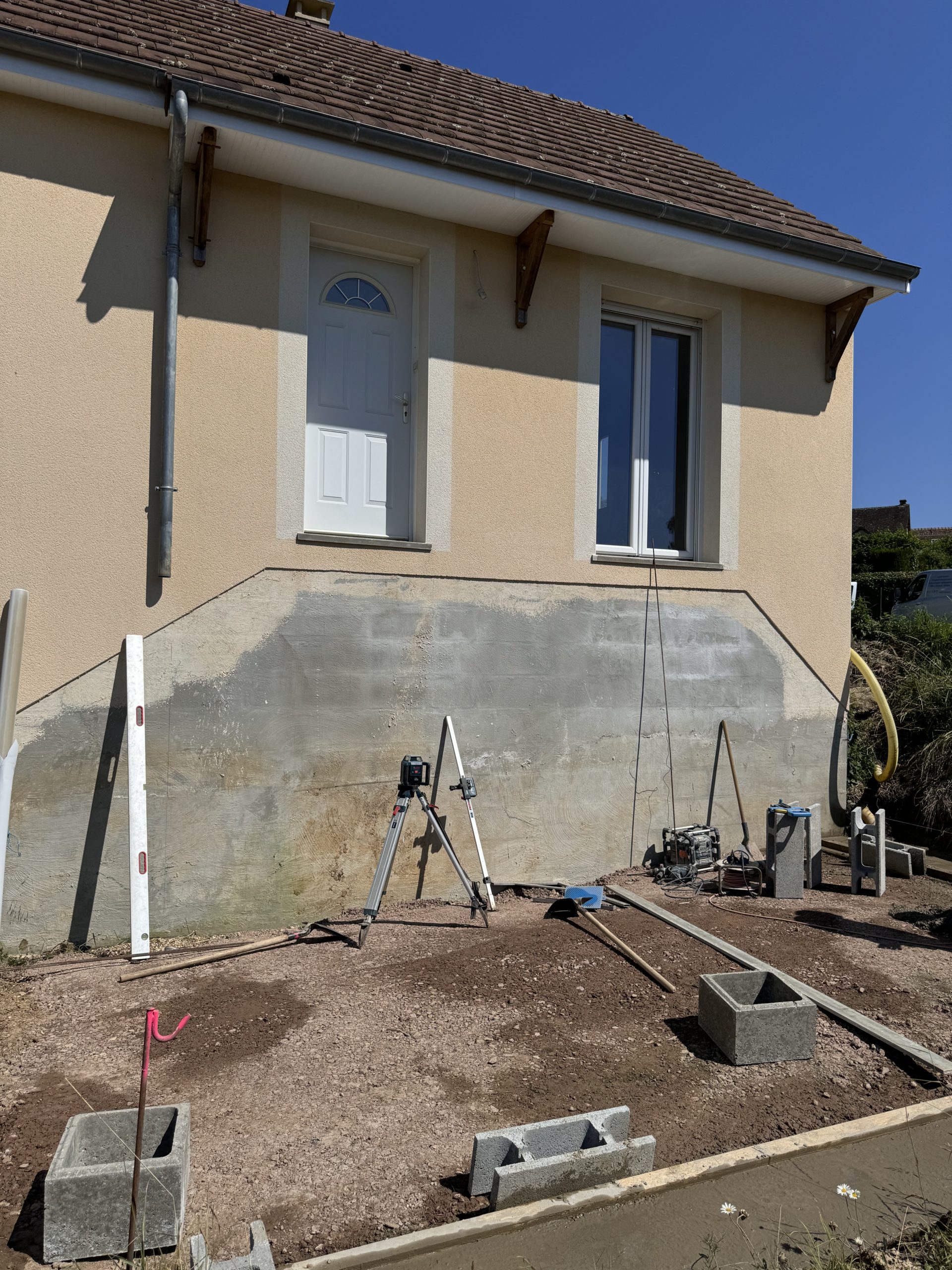 Terrasse pilotis chêne avant