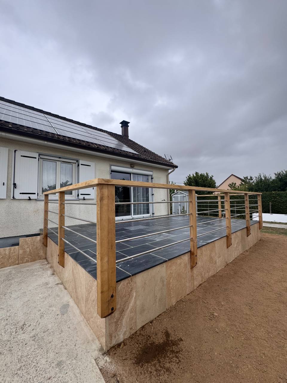 Terrasse travertin après
